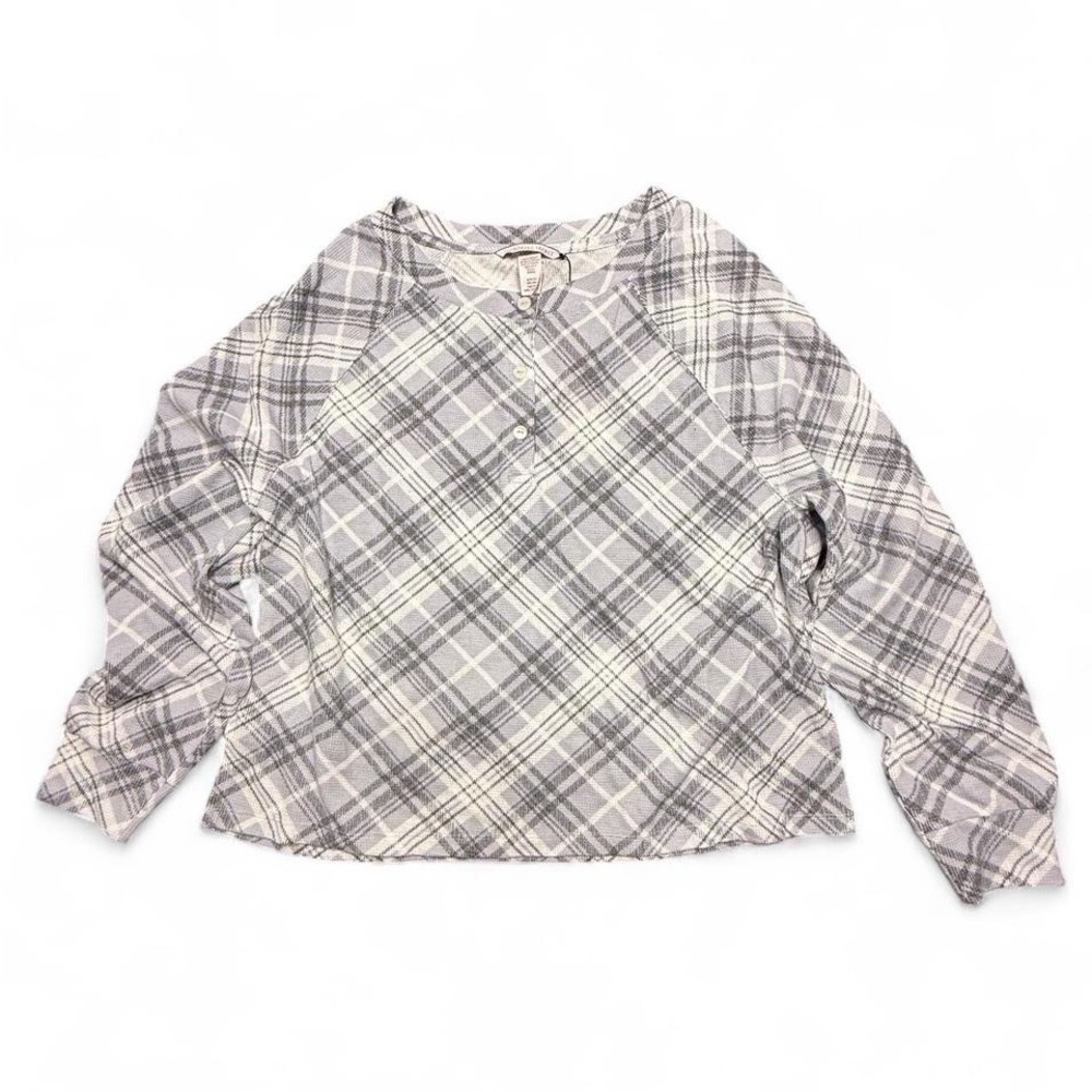 Victoria Secret Gray & White Plaid Long Sleeve Blouse (Brand New)